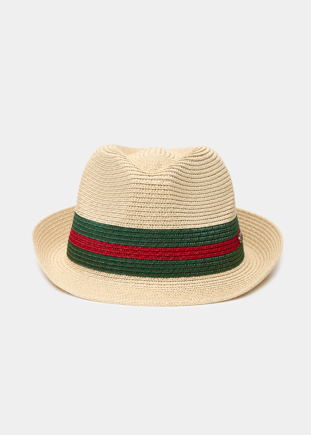 Beige fedora with green & red details