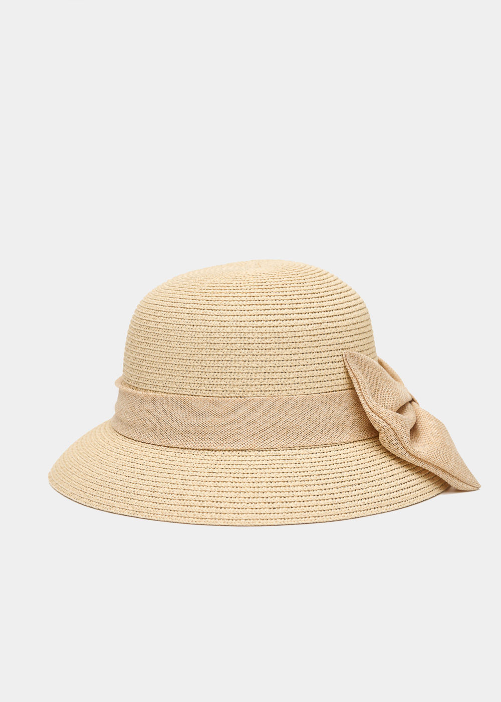 Beige Straw Hat w/ Beige Bow