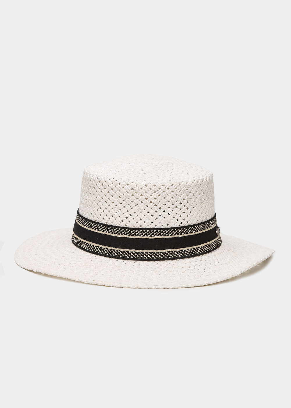 White Venezia Style Straw Hat 