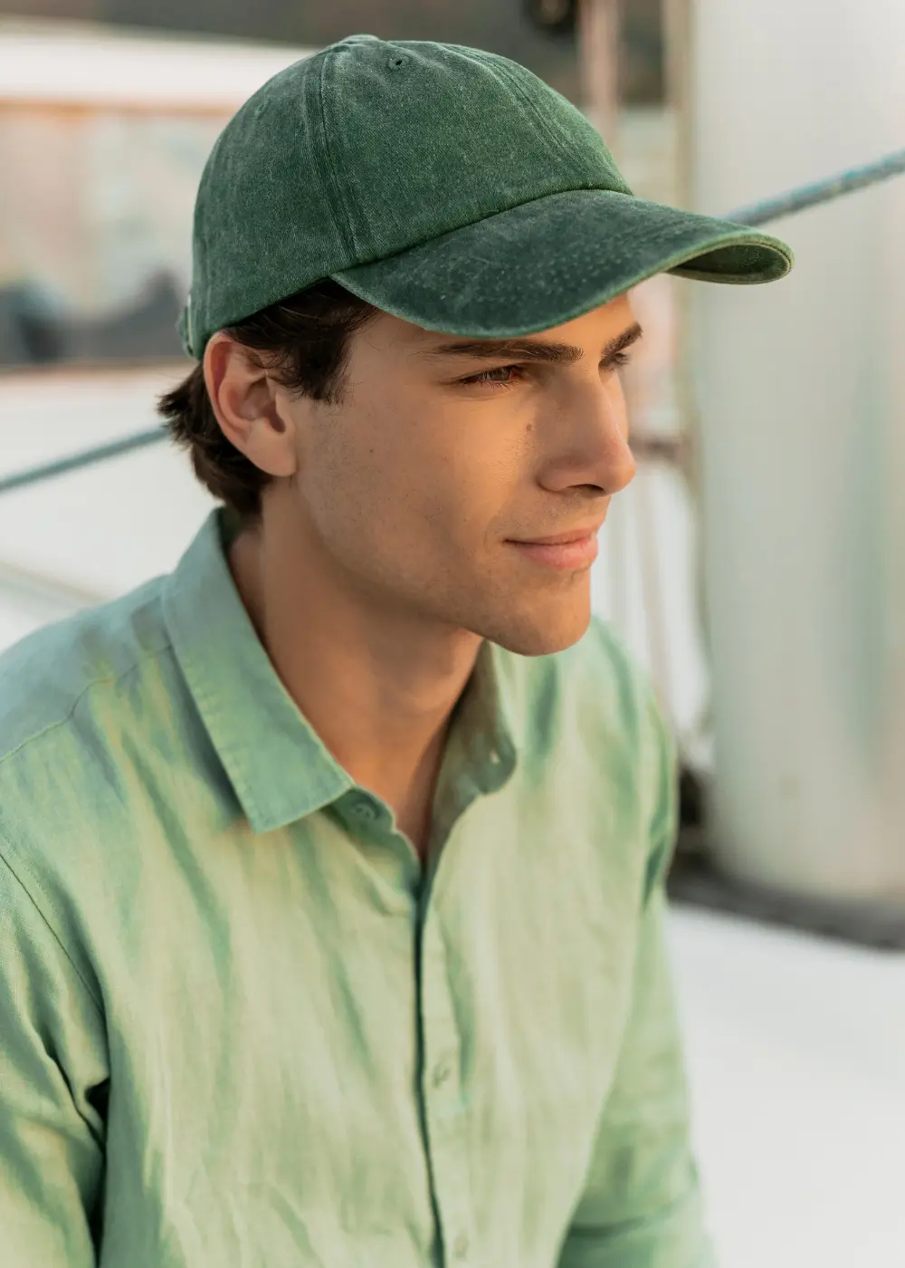 Washed Cotton Twill Cap - Green