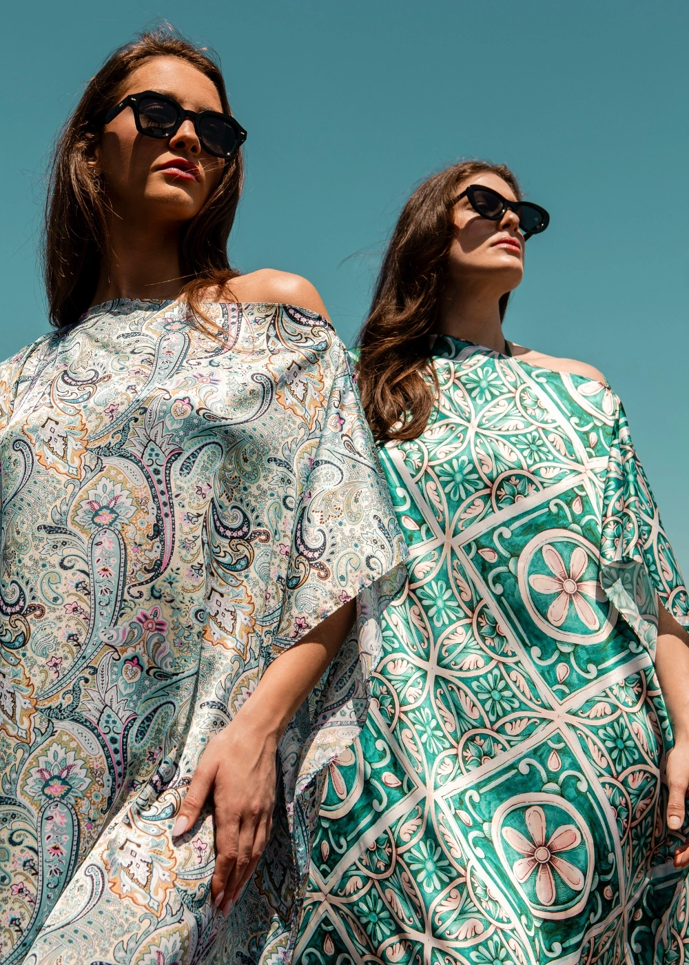 Butterfly Satin Dress w/ Green Paisley 
