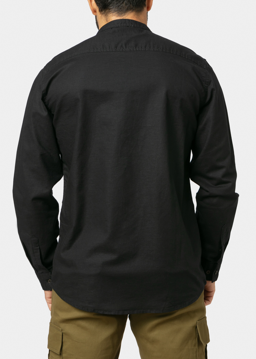 Linen - Cotton Black Mao Shirt 