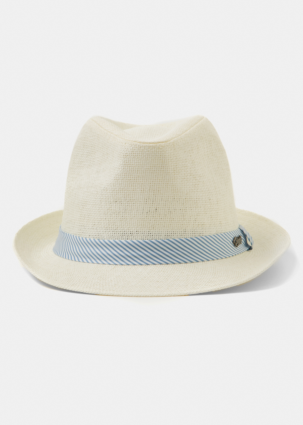 White Fedora Hat w/ mariner hatband