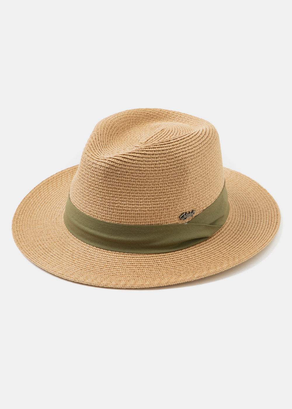 Brown Panama Style Hat w/ green hatband