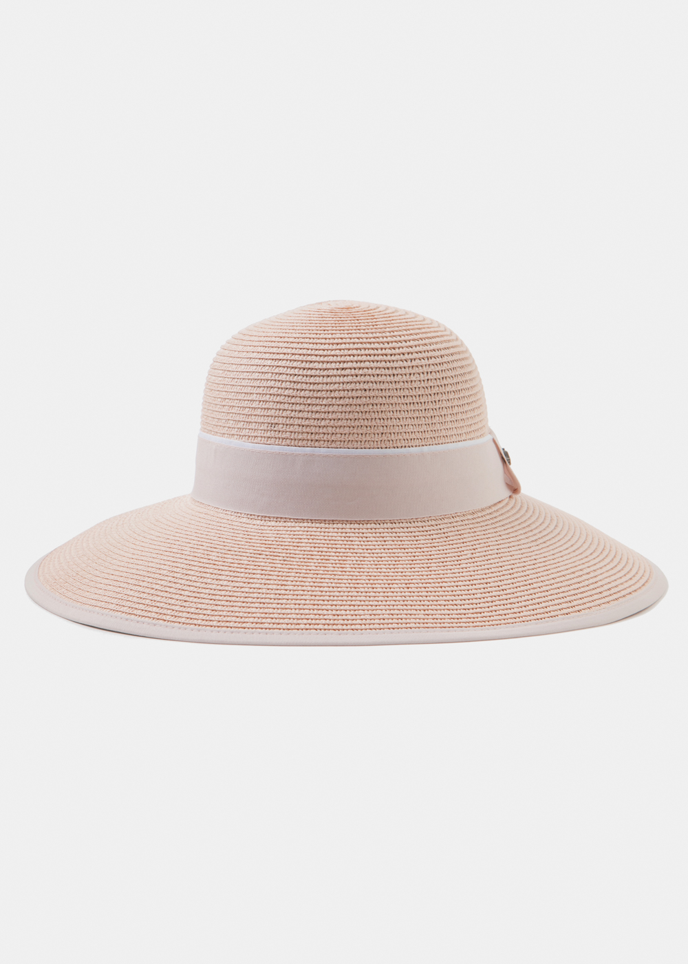  Pink Straw Hat w/ pink hatband