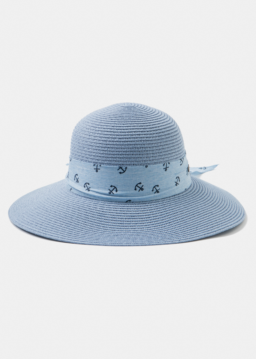 Blue Straw Hat w/ anchor ribbon