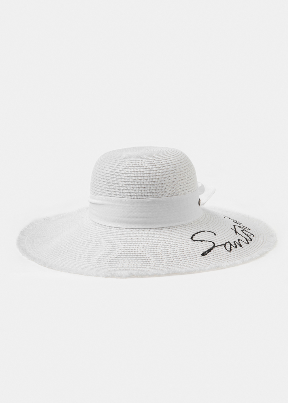 White "Santorini" Straw Hat w/ White Ribbon