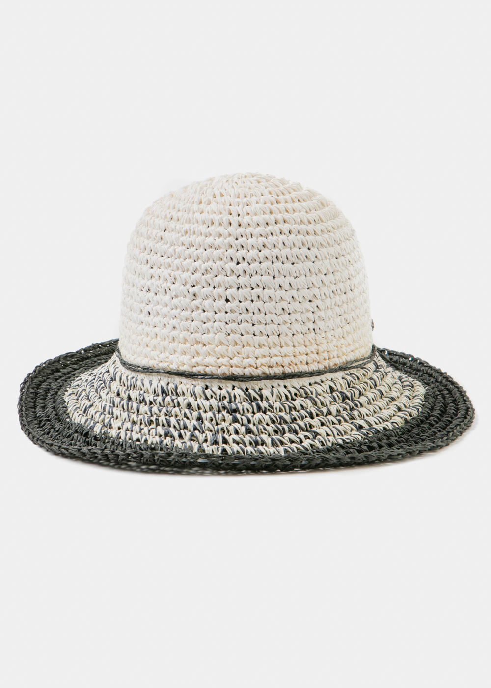 Black & White Bucket Style Straw Hat