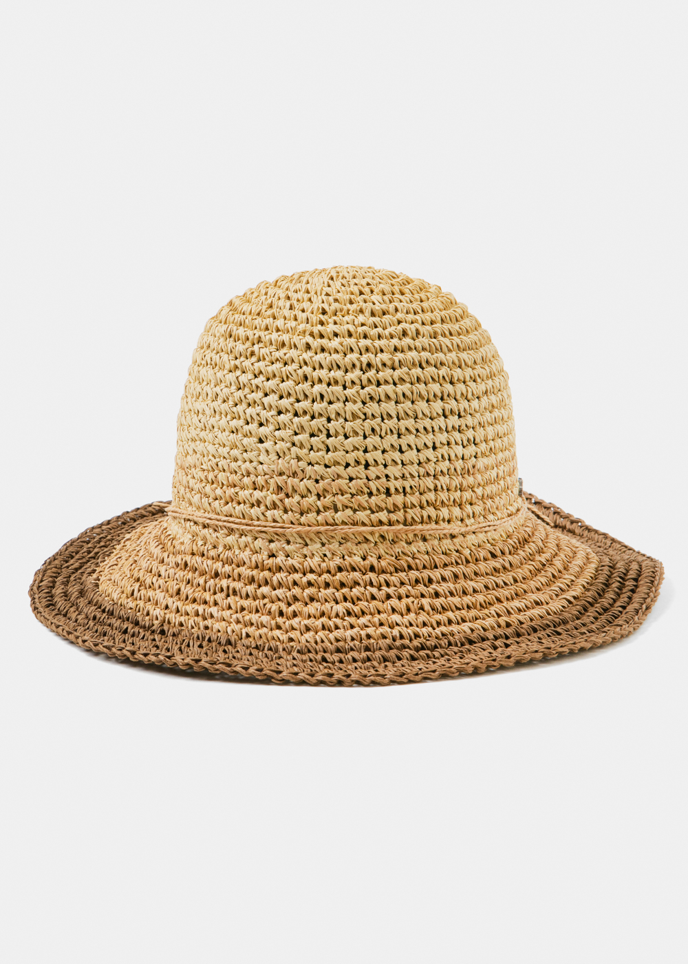 Brown Bucket Style Straw Hat