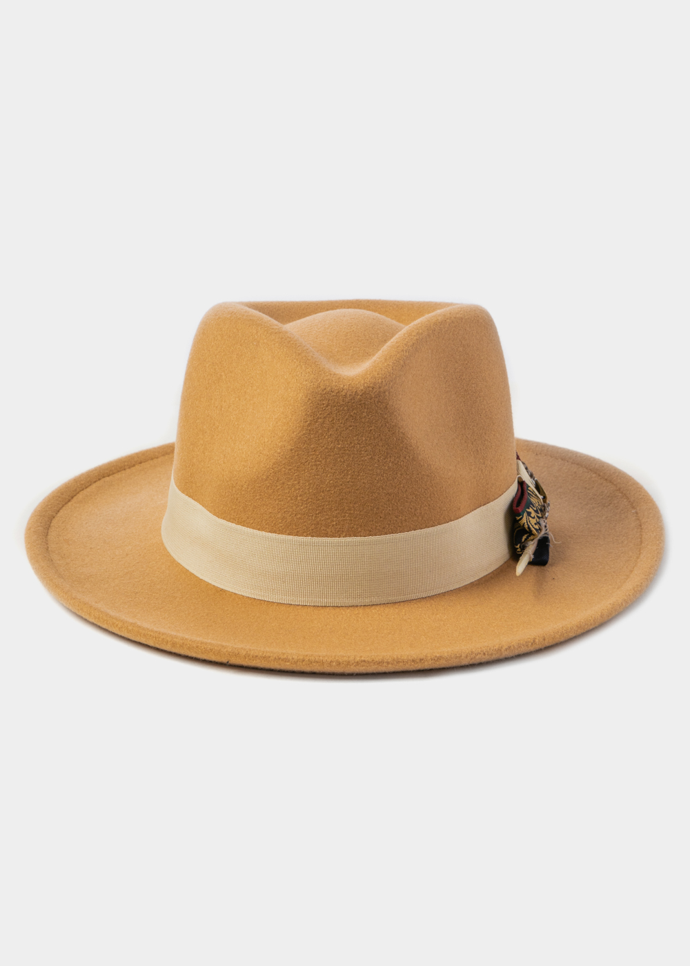 Camel Winter Hat w/ Beige Hatband and Details