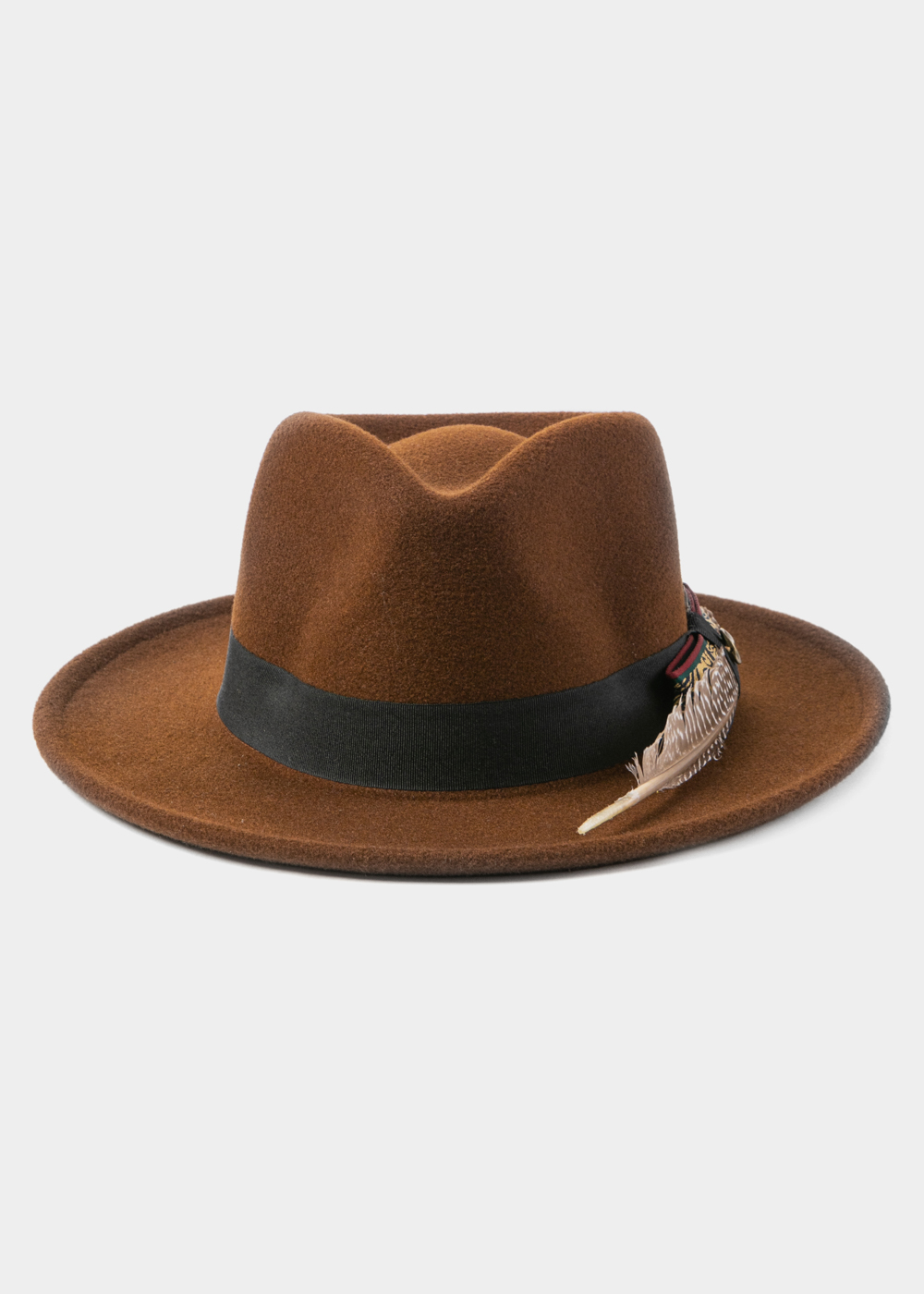 Brown Winter Hat w/ Black Hatband and Details