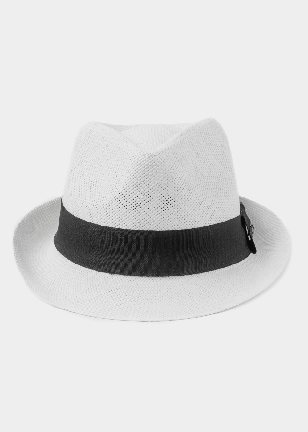 White Fedora Hat w/ black hatband 3