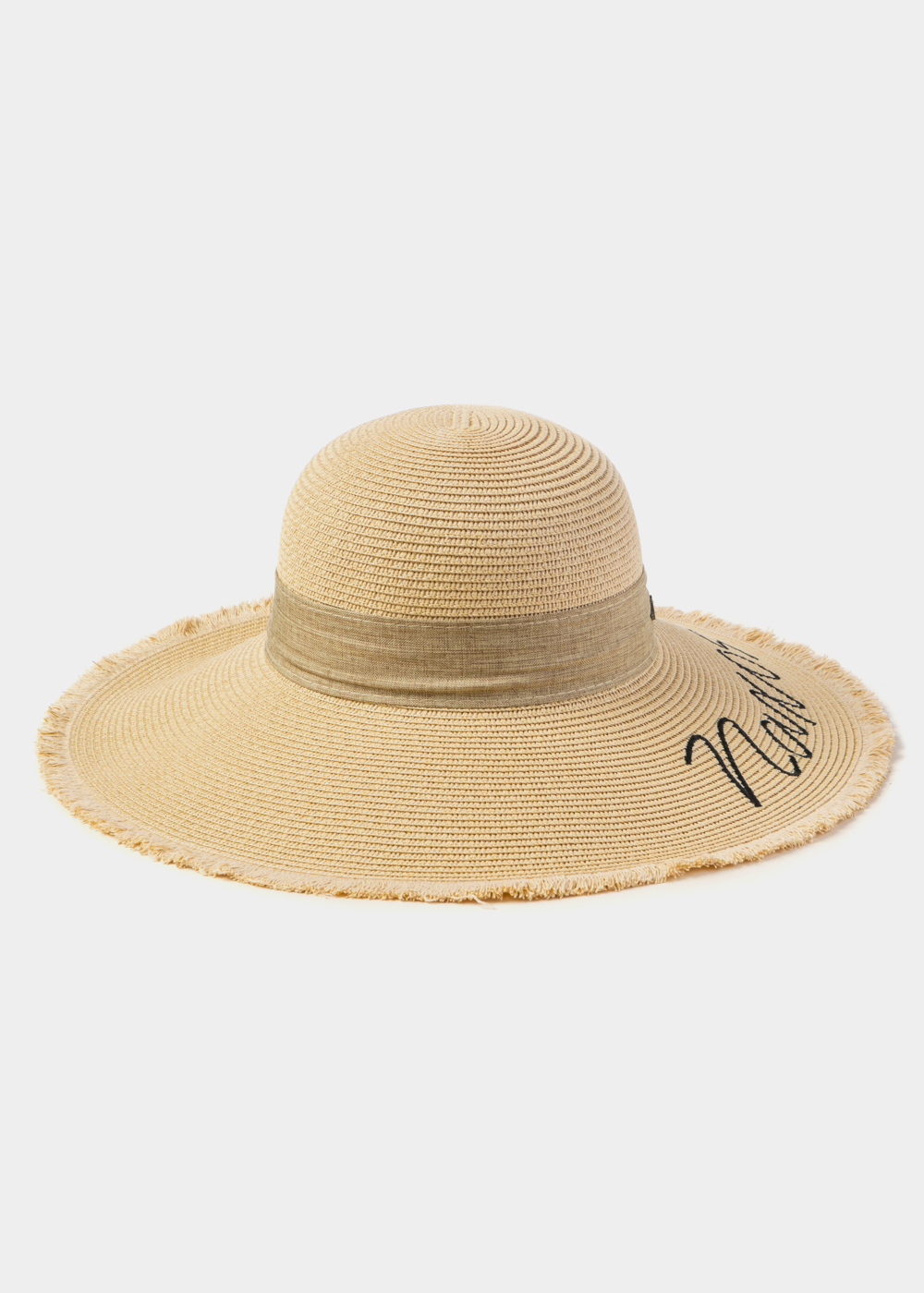 Beige "Naxos" Straw Hat w/ Beige Ribbon