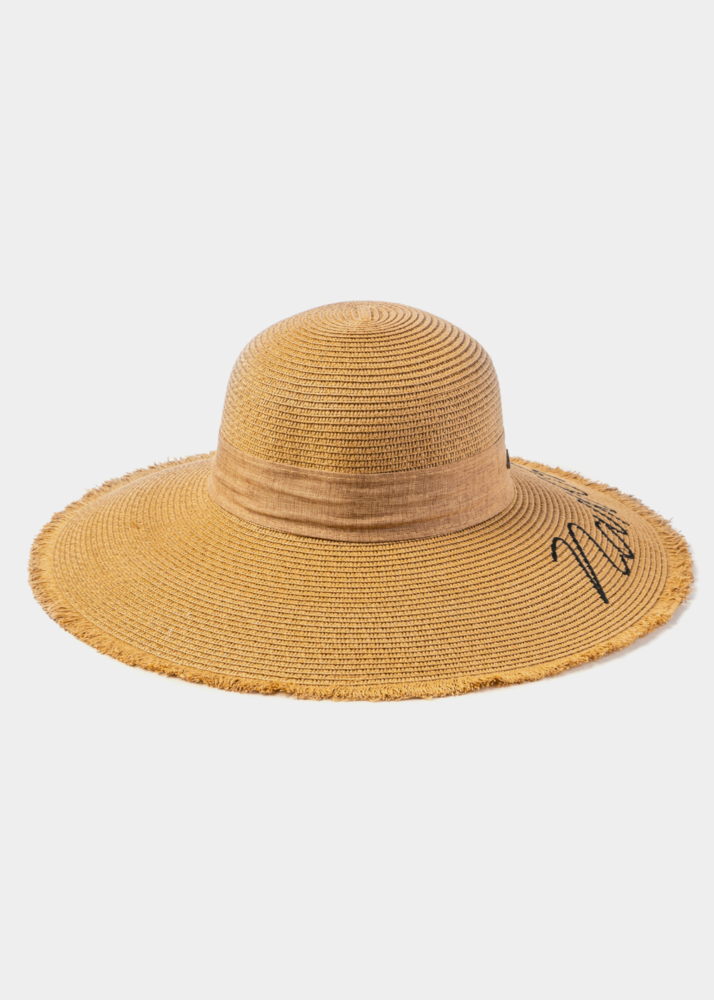 Brown "Naxos" Straw Hat w/ Brown Ribbon