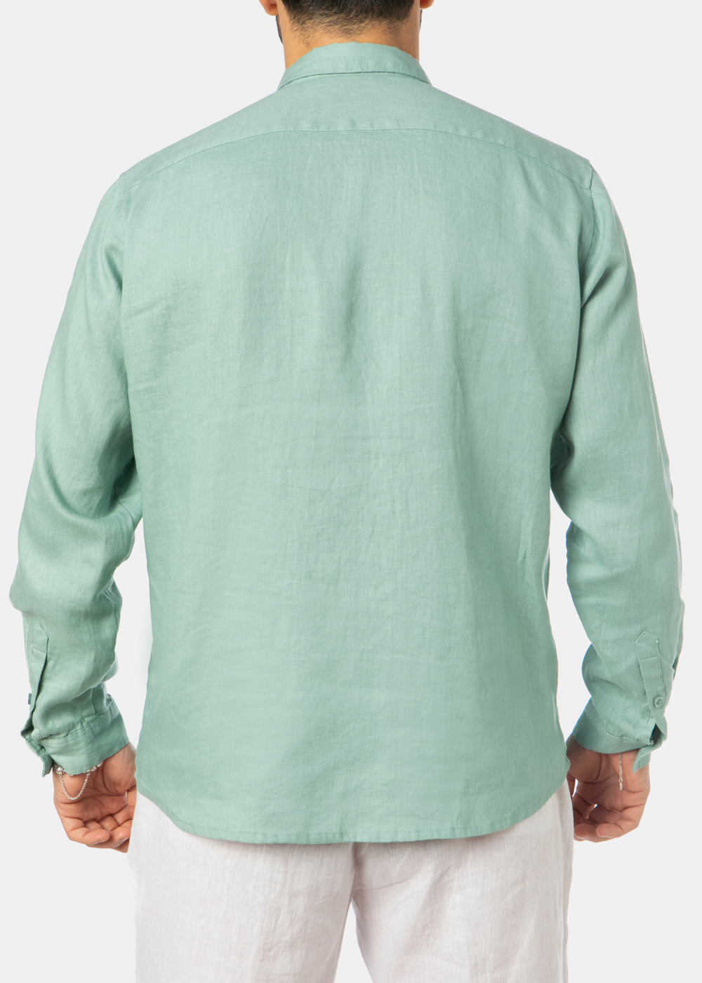 100% Linen Green Shirt 