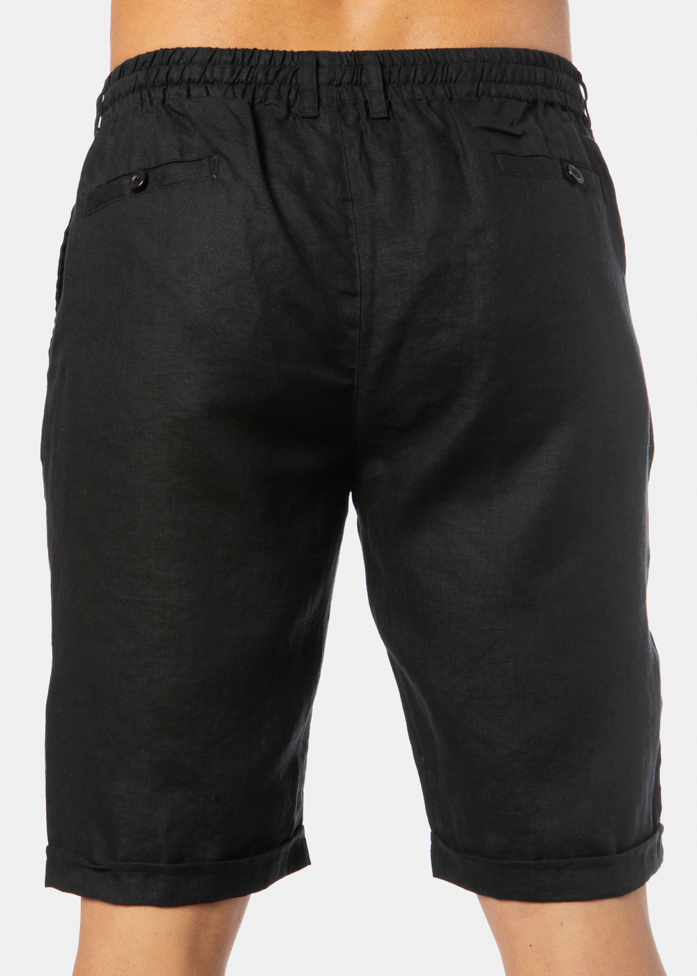 100% Linen Black Classic Shorts