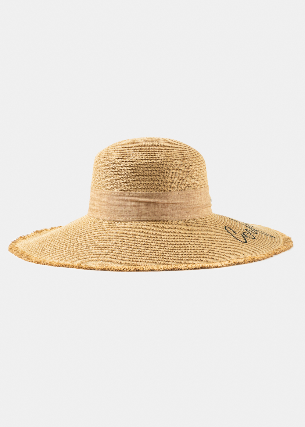 Brown "Corfu" Straw Hat w/ Brown Ribbon