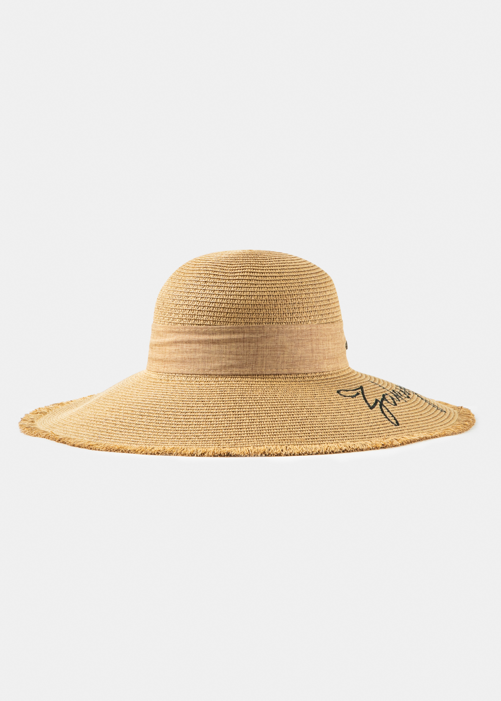 Brown "Zakynthos" Straw Hat w/ Brown Ribbon