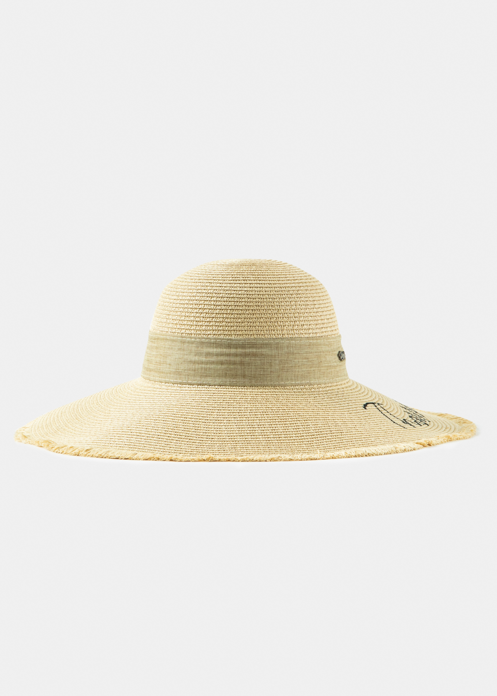 Beige "Thassos" Straw Hat w/ Beige Ribbon