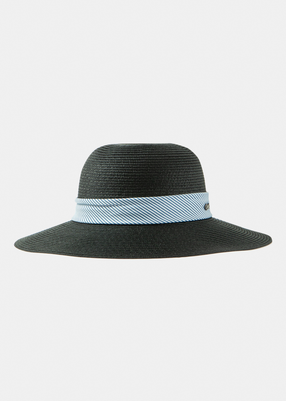 Black Straw Hat w/ mariner ribbon