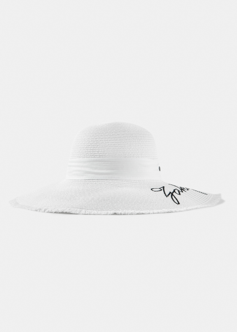 White "Zakynthos" Straw Hat w/ White Ribbon