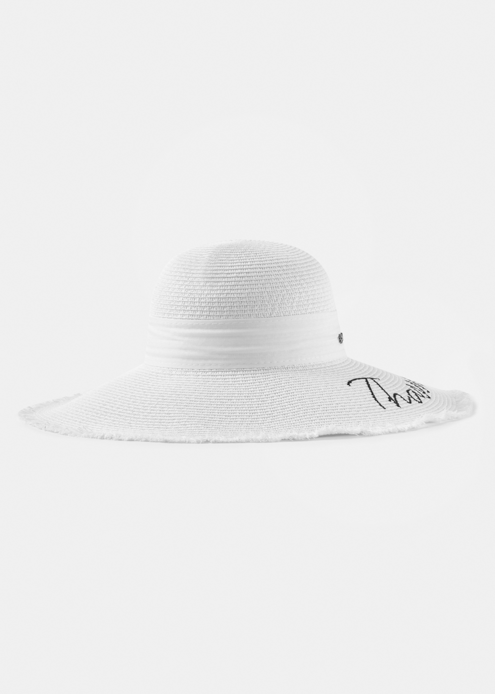 White "Thassos" Straw Hat w/ White Ribbon