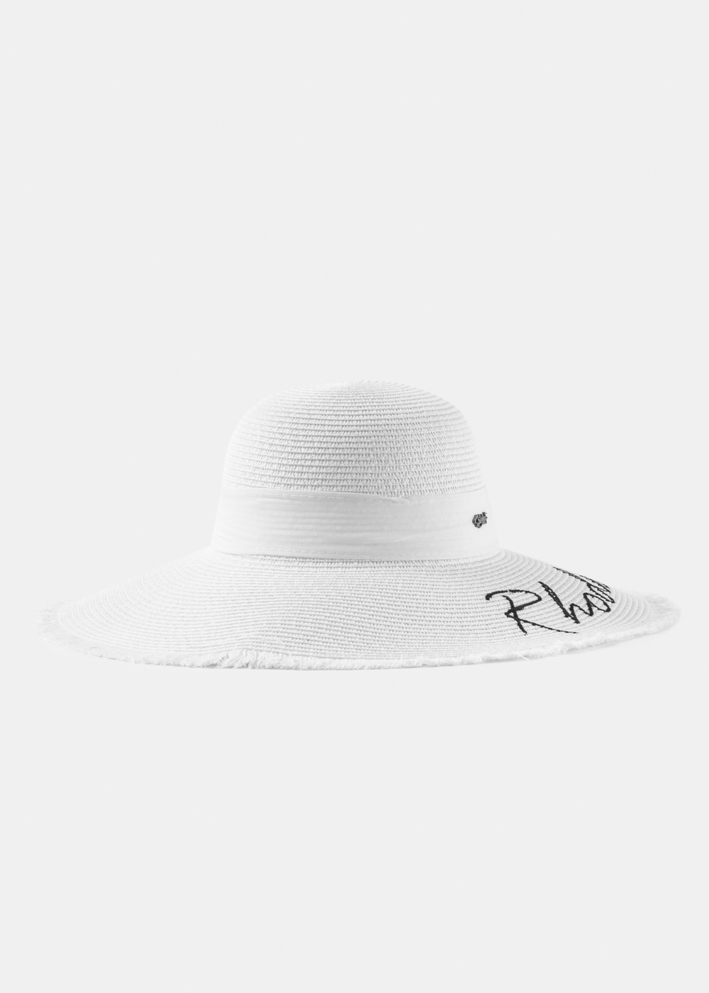 White "Rhodes" Straw Hat w/ White Ribbon