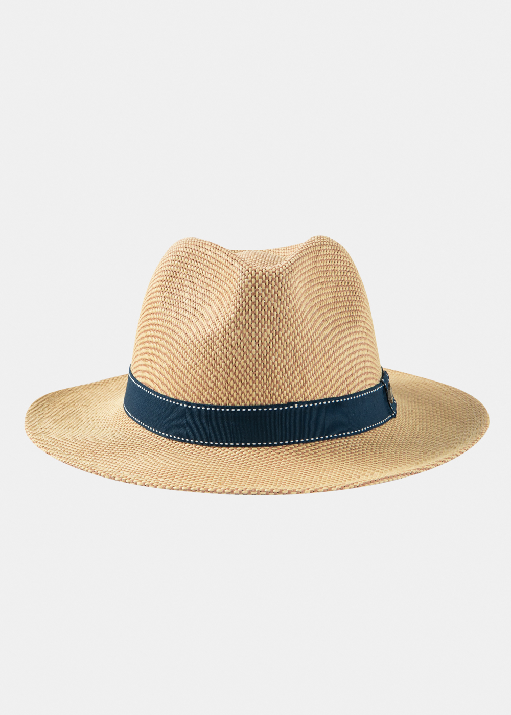 Brown Panama Style Hat w/ Navy Strap