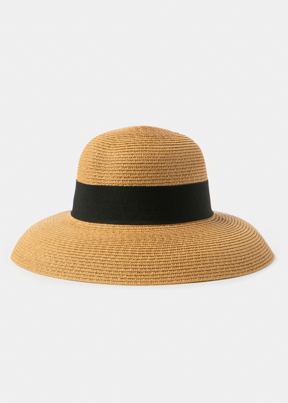 Brown Bell Straw Hat w/ Black Bow 