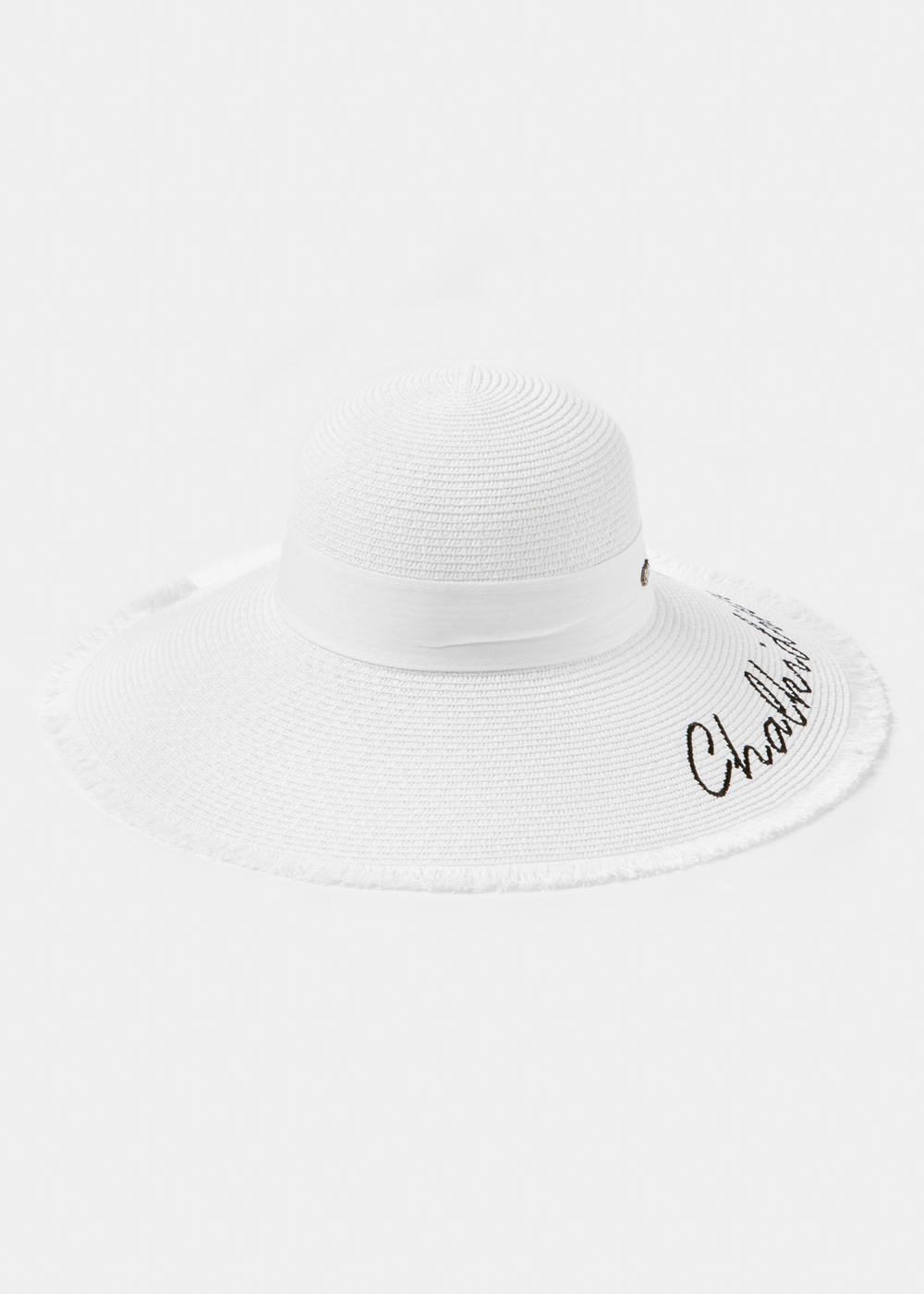 White "Chalkidiki" Straw Hat w/ White Ribbon