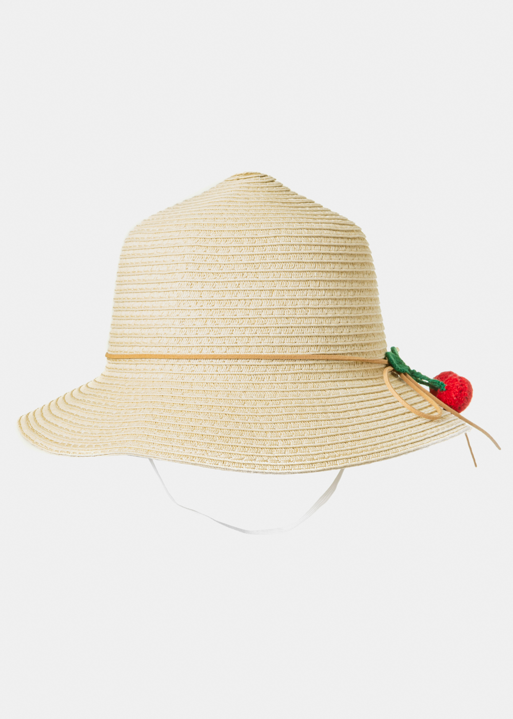 Beige Kids Straw Hat w/ Cherries