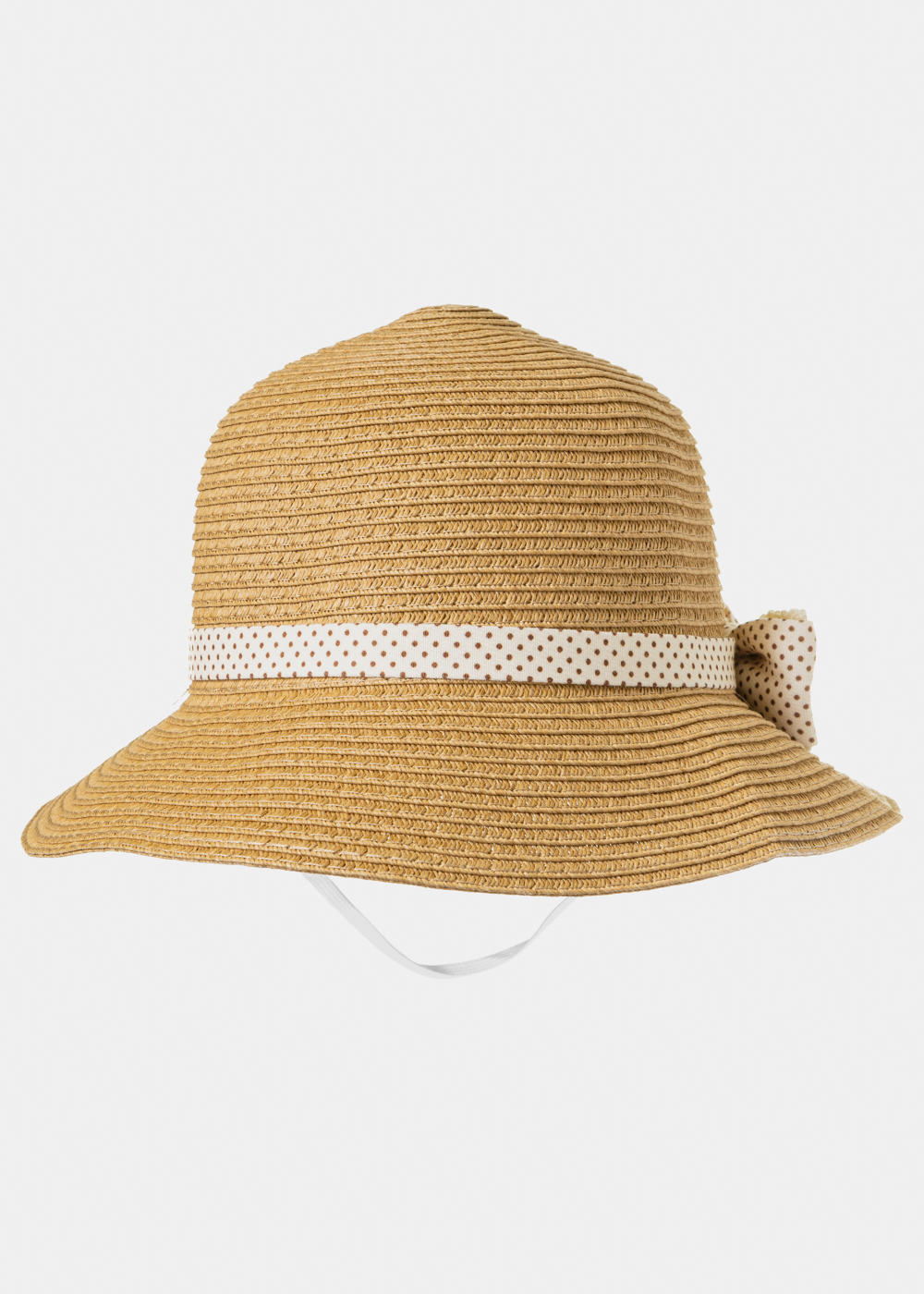 Brown Kids Straw Hat w/ Ecru Bow