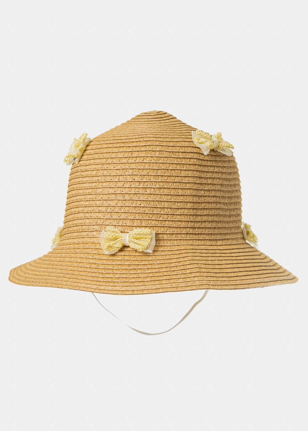 Brown Kids Straw Hat w/ Yellow Bows