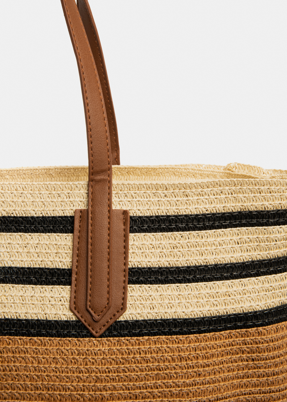 Striped Beach Bag w/ Leatherette Handles