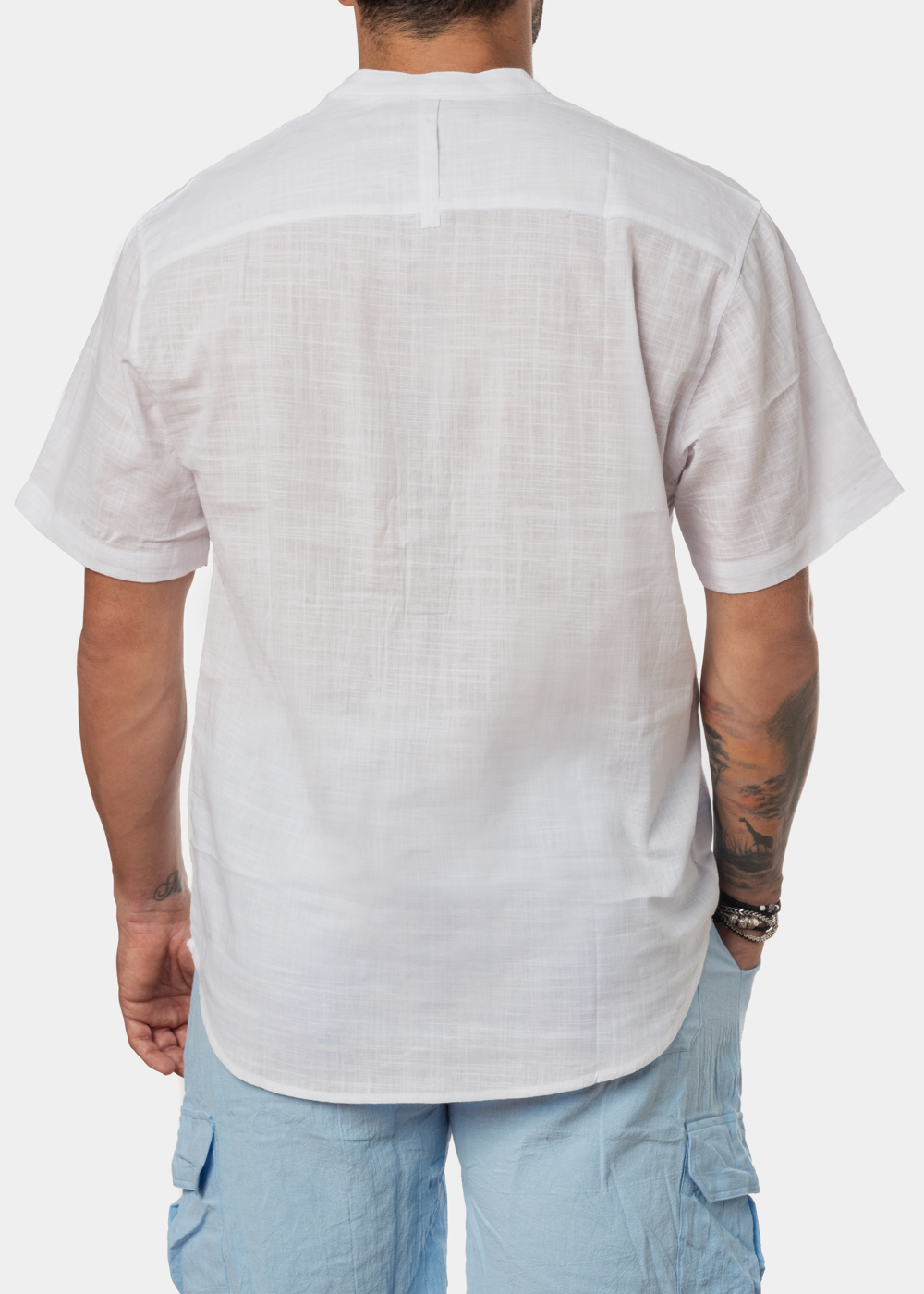 White mandarin shirt w/ short sleeve