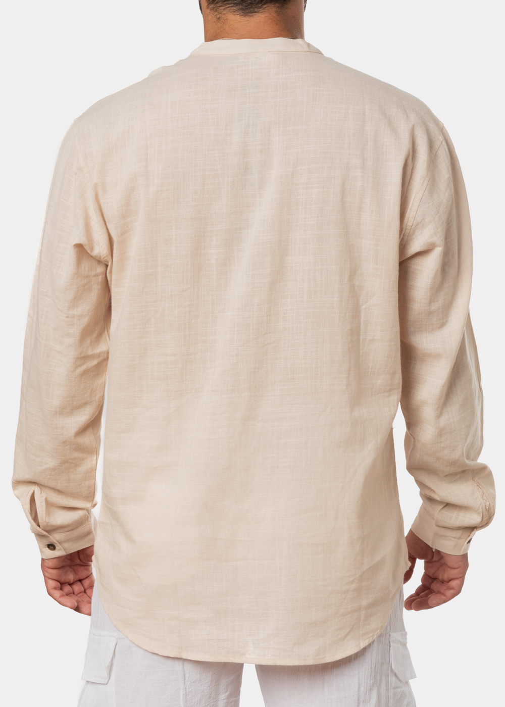 Beige mandarin shirt w/ long sleeve