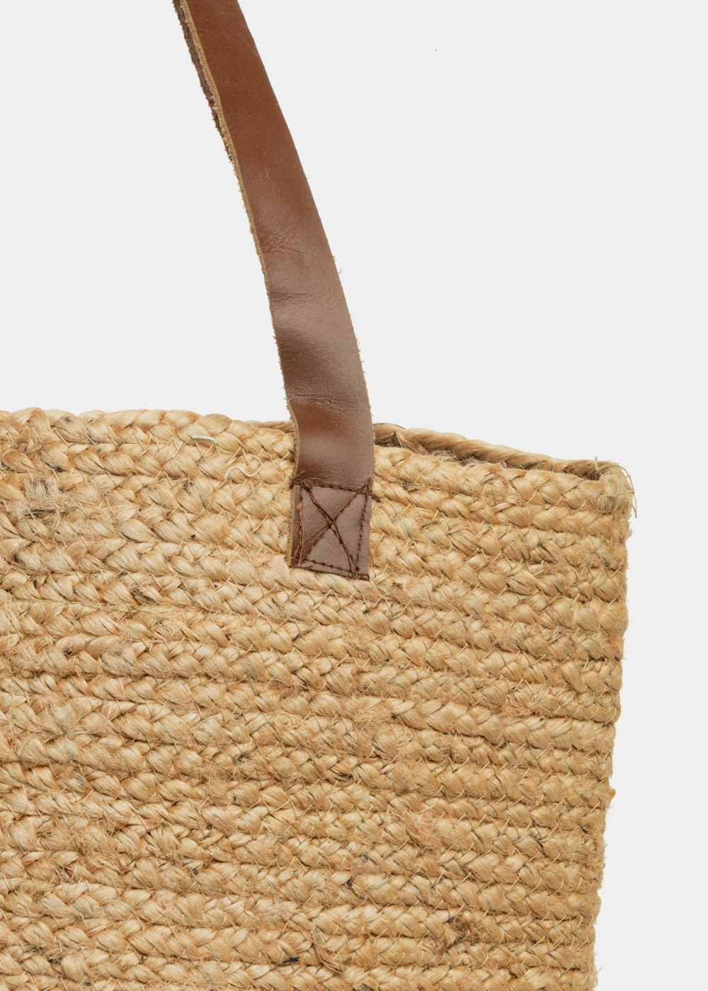 Big Jute Beach Bag w/ Leatherette Handles