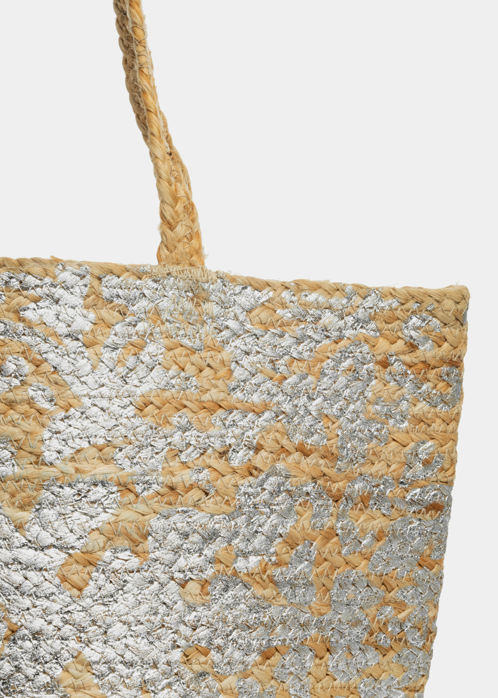 Jute Beach Bag w/ Silver Design