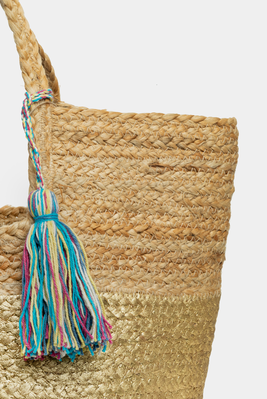 Big Jute Beach Bag w/ Gold Design