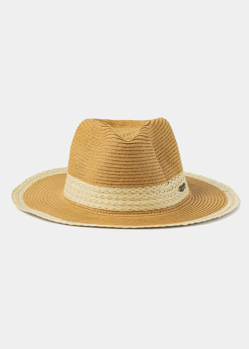 Brown Panama Style hat w/ braided details