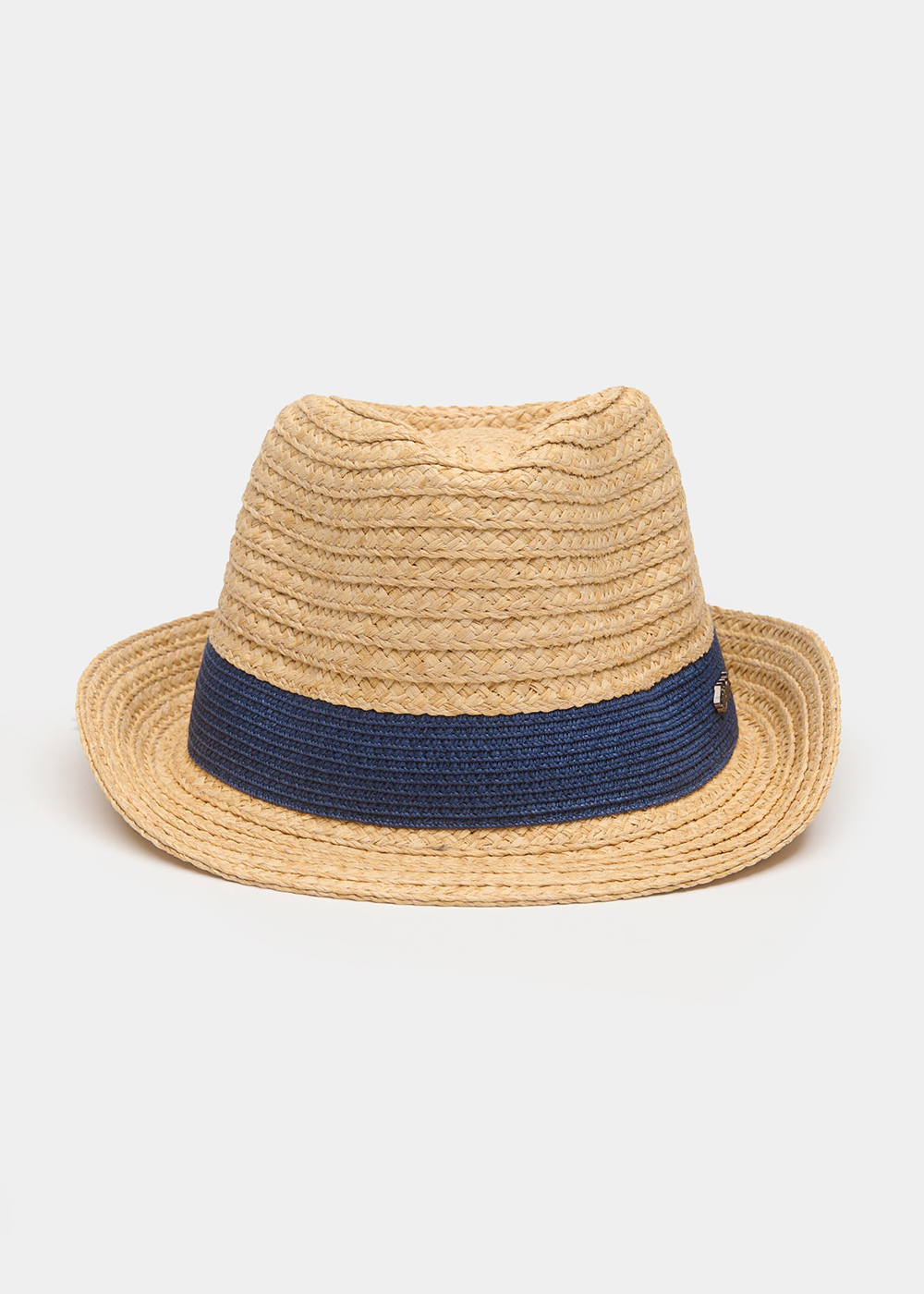 Raffia Fedora with Dark Blue Detail