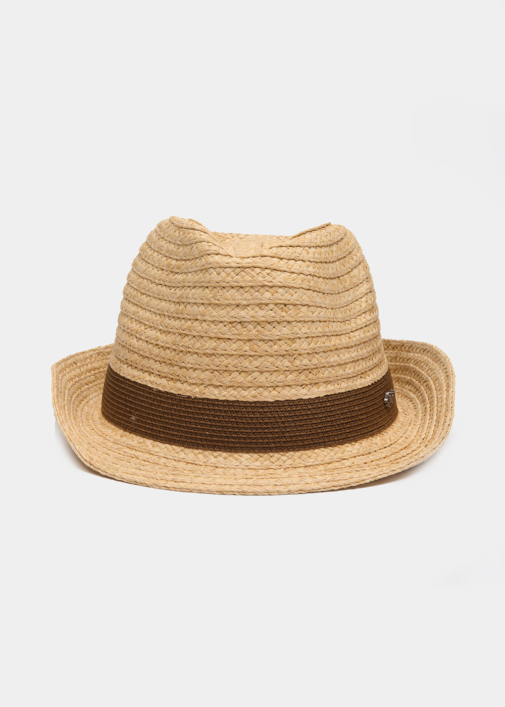 Raffia Fedora with Brown Detail