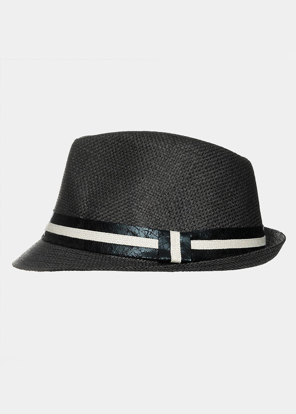 Black fedora with leather strap 