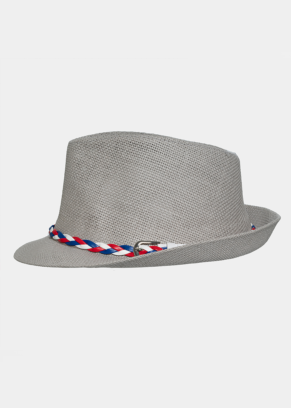 Grey fedora with 3 colour rib