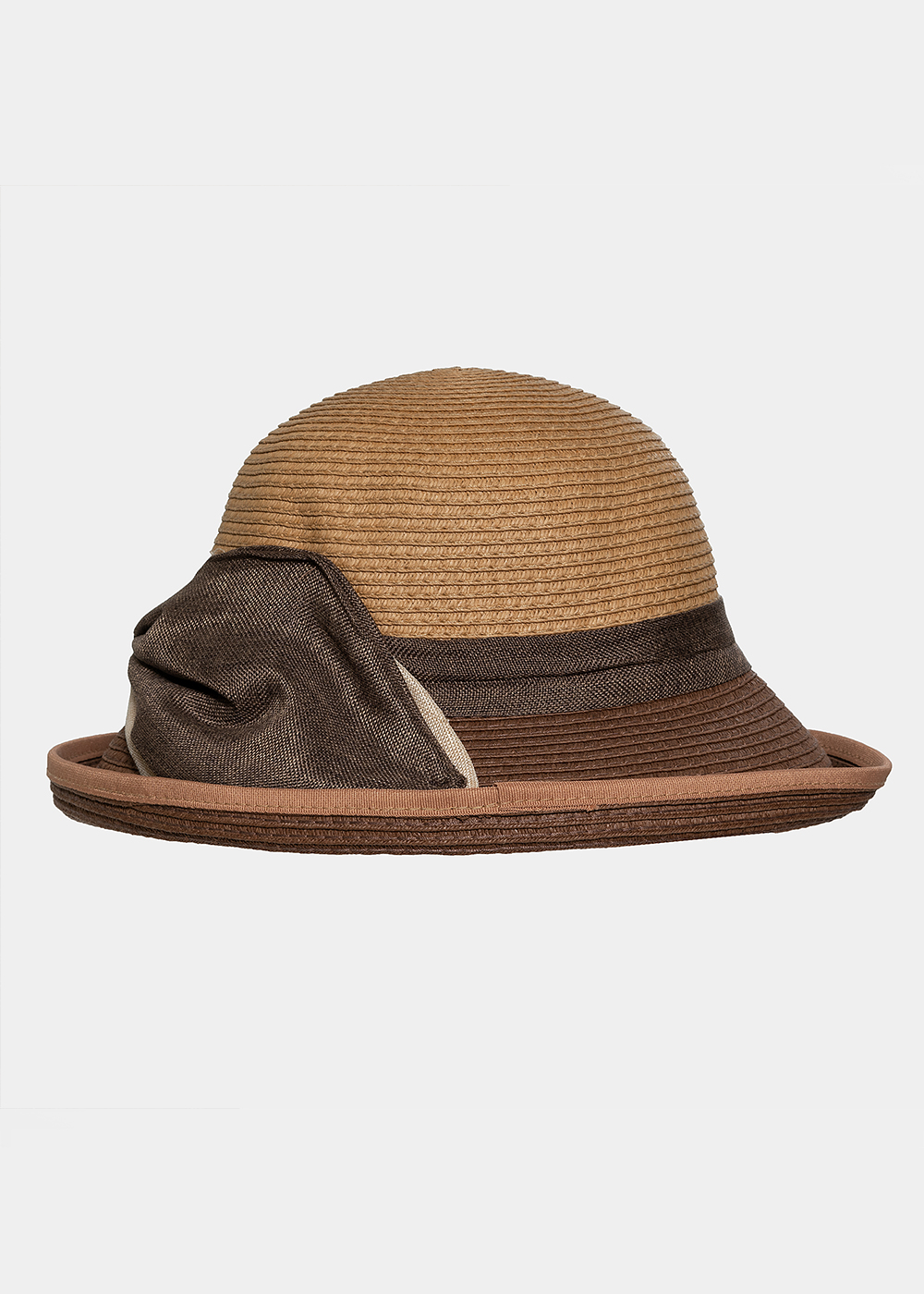 Brown hat with olive bow