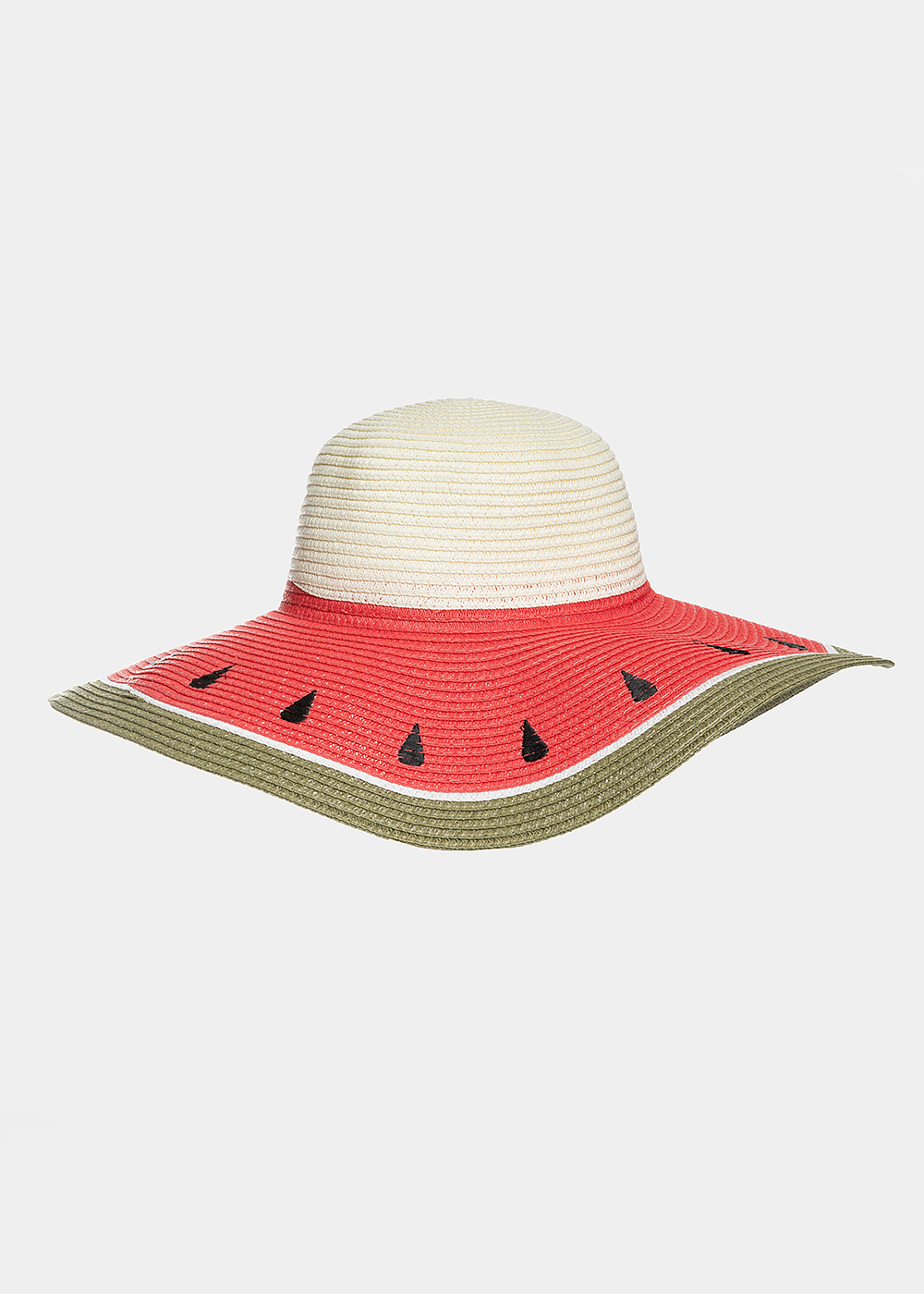 Ecru hat with watermelon design 