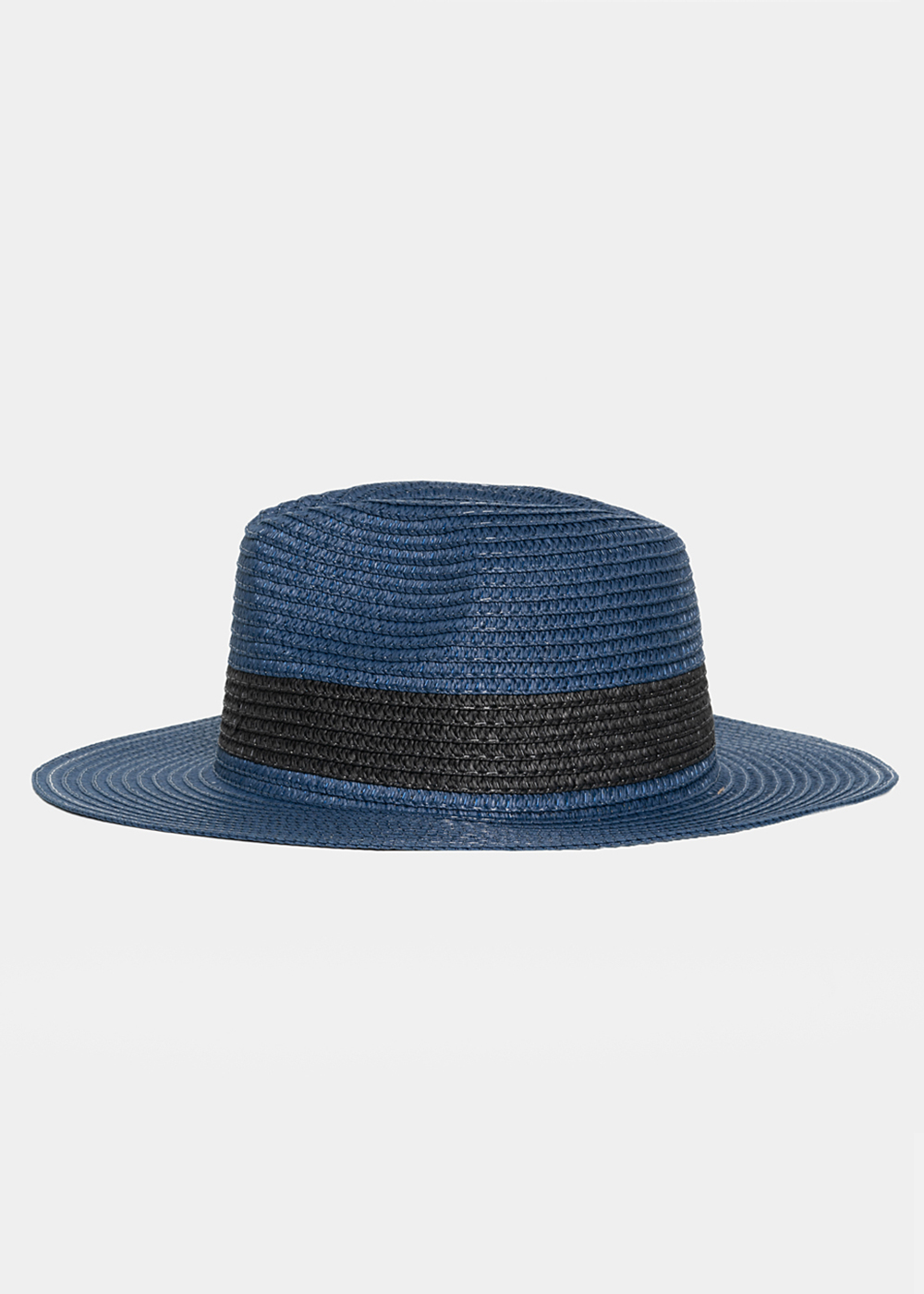 blue straw panama with black stripe