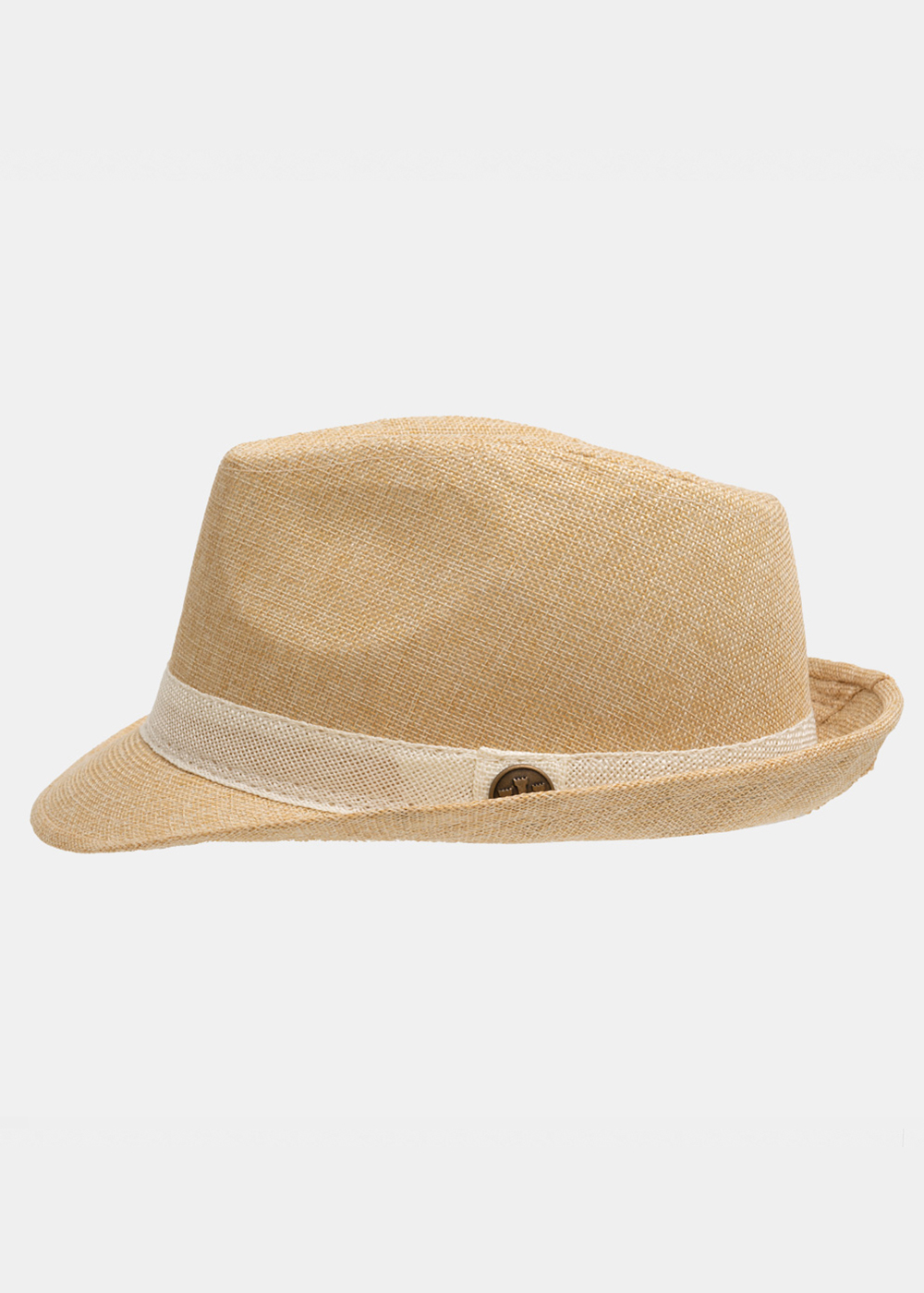 Beige fedora with ecru strap