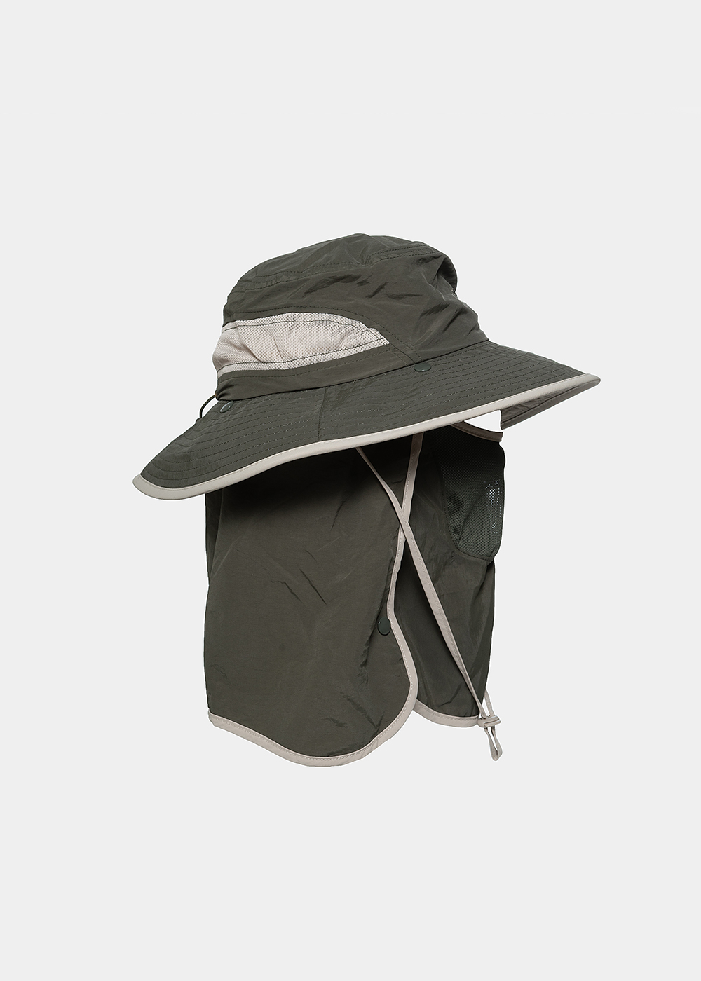 Olive active hat with neck protector 