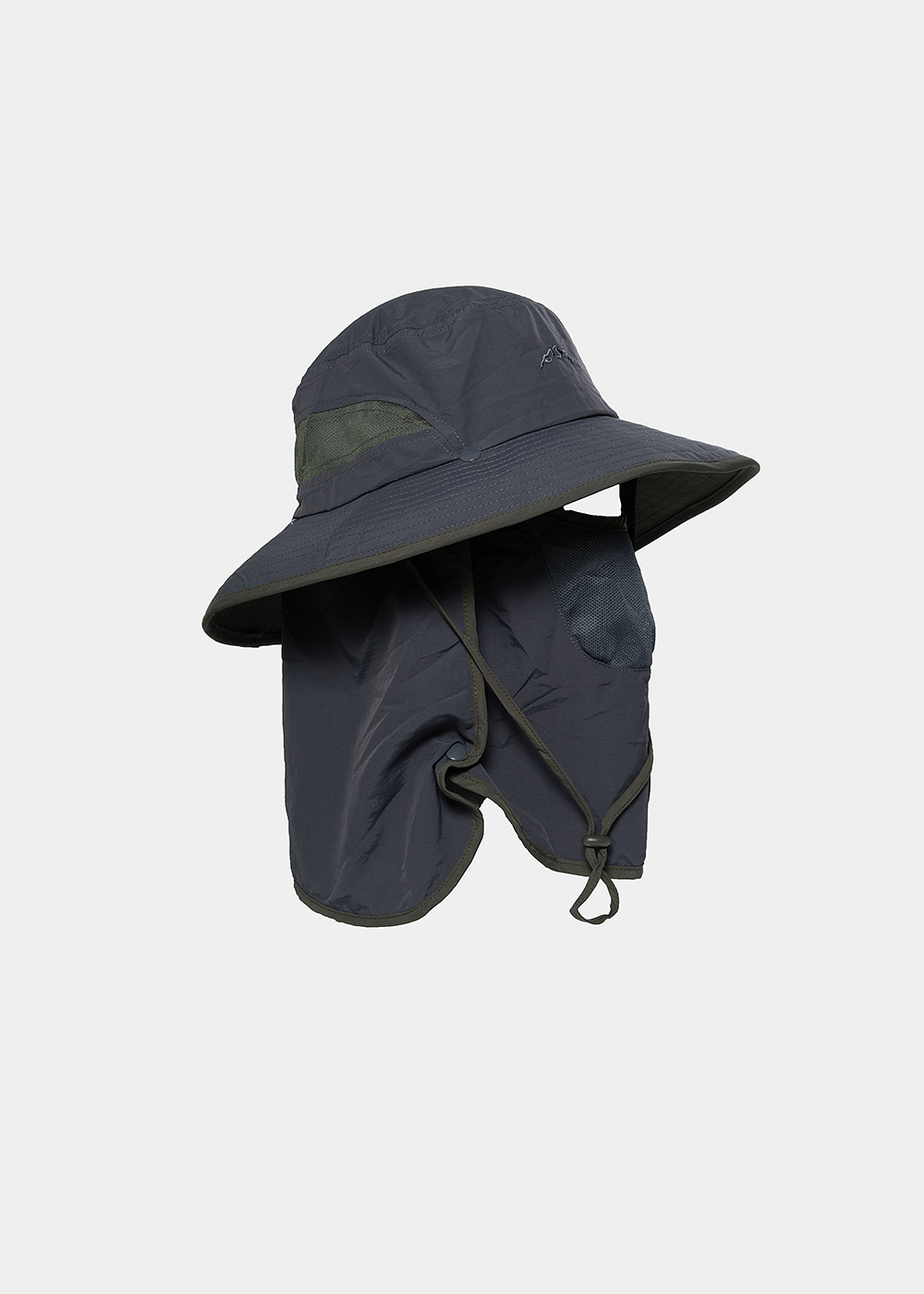 Grey active hat with neck protector 